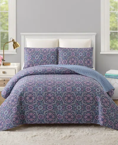 Modern Heirloom Lavender Florals Reversible 2-piece Quilt Set, Twin/twin Xl In Purple