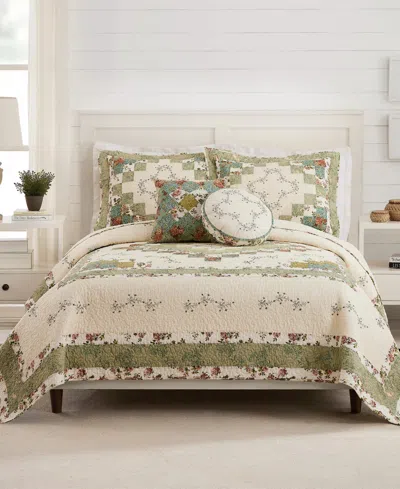 Modern Heirloom Olivia Embroidered 3-piece Quilt Set, King In Green