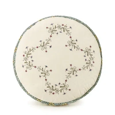 Modern Heirloom Olivia Embroidered Round Accent Pillow In Blue;white;pink;purple