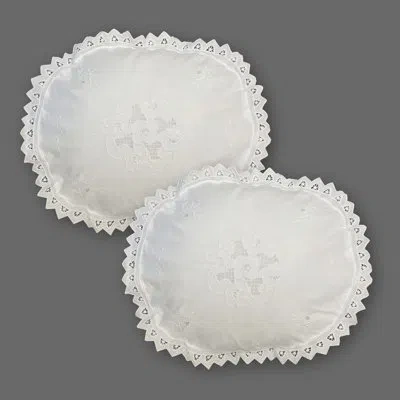 Modern Heirloom Sandra Vintage 2-piece Round Pillow Set In White