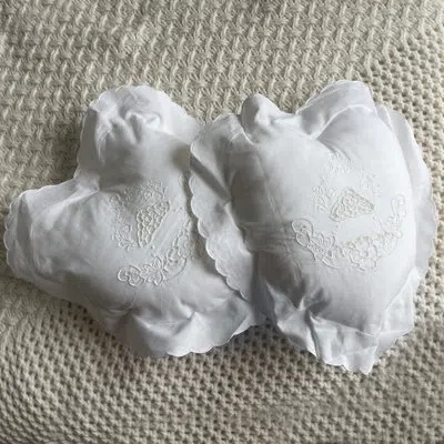 Modern Heirloom Venice Embroidered Heart 2-piece Pillow Set In White
