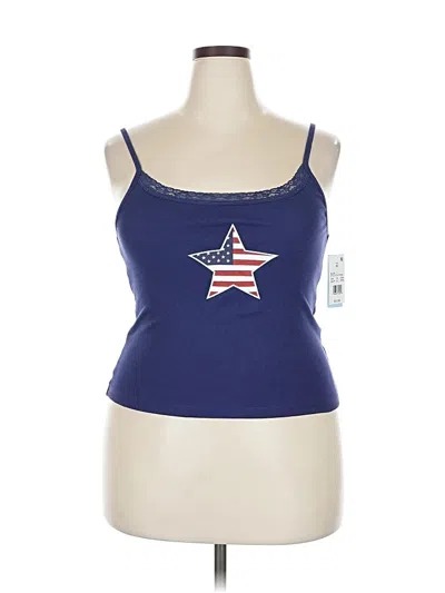 Pre-owned Modern Lux Tank Top Blue Strapless Neckline Tops