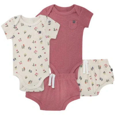 Modern Moments™ By Gerber Babies'  Bodysuit And Shorties 4-piece Set In Pink
