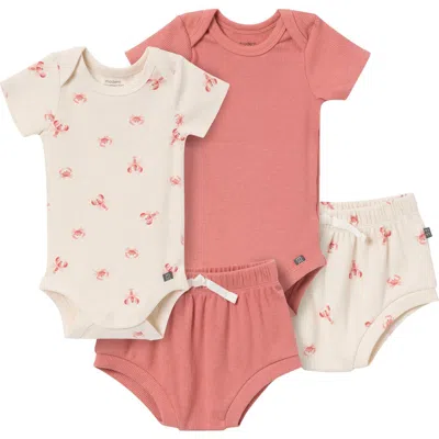 Modern Moments™ By Gerber Kids'  Bodysuits & Shorts 4-pack Set In Red
