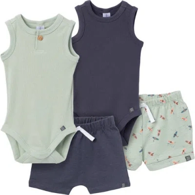 Modern Moments™ By Gerber Babies'  Bodysuits & Shorts Set In Green/navy