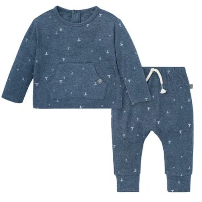 Modern Moments™ By Gerber Babies'  Brushed Hacci Top And Pant Set In Blue