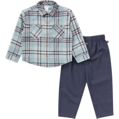 Modern Moments™ By Gerber Babies'  Button Down Plaid Shirt And Pant Set In Blue