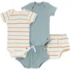 Modern Moments™ By Gerber Coordinating 4-pack Bodysuit & Shorts Set In Ivory 2 Color Stripe/med Teal