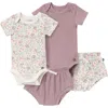 Modern Moments™ By Gerber Babies'  Coordinating Bodysuits & Shorts Set 4-pack In Ivory Garden/med Lilac