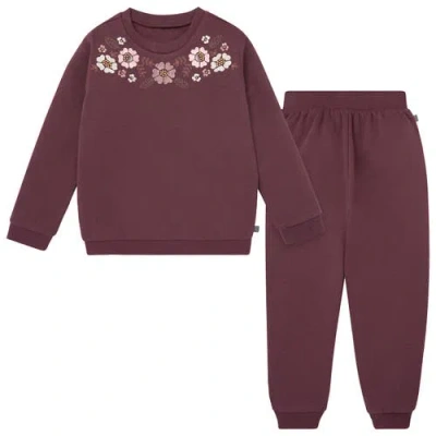 Modern Moments™ By Gerber Babies'  Embroidered Floral Sweatshirt And Jogger Set In Purple