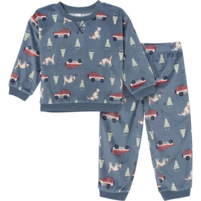 Modern Moments™ By Gerber Babies'  Fleece Pajama Top & Pant Set In Dark Blue Camp