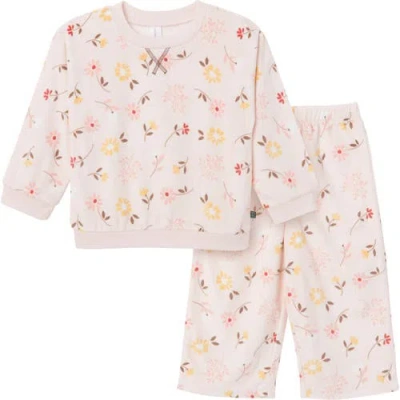 Modern Moments™ By Gerber Babies'  Fleece Pajama Top & Pant Set In Light Pink Falling Flower