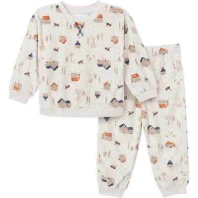 Modern Moments™ By Gerber Babies'  Fleece Pajama Top & Pant Set In Oatmeal Village