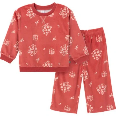 Modern Moments™ By Gerber Babies'  Fleece Pajama Top & Pant Set In Red Bouquet