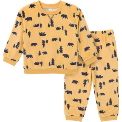 Modern Moments™ By Gerber Babies'  Fleece Pajama Top & Pant Set In Yellow Forest