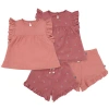 Modern Moments™ By Gerber Babies'  Flutter Sleeve Top And Shorts Set In Dk Rose Cherries