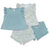 Modern Moments™ By Gerber Babies'  Flutter Sleeve Top And Shorts Set In Lt Sky Vine Floral