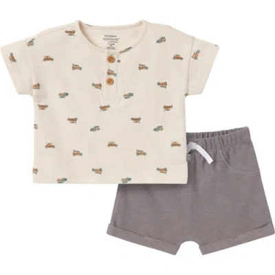 Modern Moments™ By Gerber Babies'  Henley Shirt And Shorts Set In Beige Beach Buggys