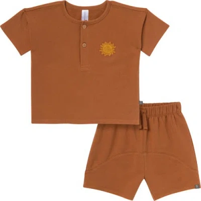 Modern Moments™ By Gerber Babies'  Henley Shirt And Shorts Set In Medium Brown