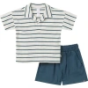 Modern Moments™ By Gerber Johnny Collar Shirt And Shorts Set In Ivory Stripe