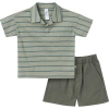 Modern Moments™ By Gerber Babies'  Johnny Collar Shirt And Shorts Set In Medium Green Stripe