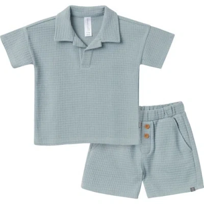 Modern Moments™ By Gerber Babies'  Johnny Collar Shirt And Shorts Set In Medium Teal