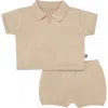 Modern Moments™ By Gerber Babies'  Johnny Collar Sweater Knit Set In Light Tan