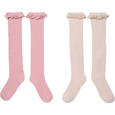 Modern Moments™ By Gerber Babies'  Lace Knee Socks, 2-pack In Pink