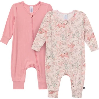 Modern Moments™ By Gerber Babies'  Long Sleeve Footless Rompers In Pink