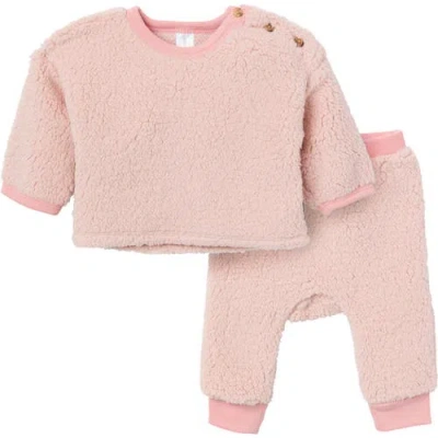 Modern Moments™ By Gerber Babies'  Microfleece Drop Shoulder Top & Pant Set In Light Pink