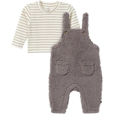 Modern Moments™ By Gerber Babies'  Microplush Overall & Shirt Set In Medium Gray