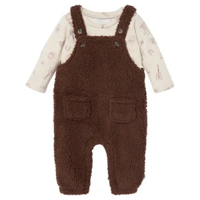 Modern Moments™ By Gerber Babies'  Plush Overall And Long Sleeve Top Set In Brown