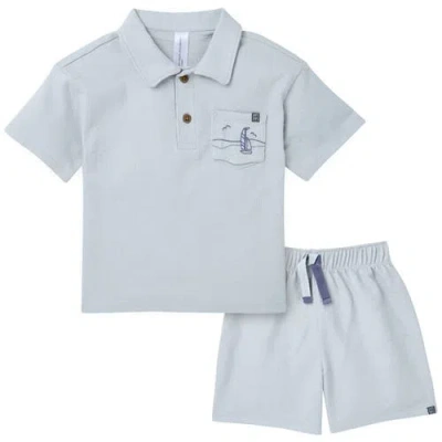 Modern Moments™ By Gerber Babies'  Polo Shirt And Shorts Set In Blue