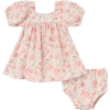 Modern Moments™ By Gerber Puffed Sleeve Dress And Diaper Cover Set In Light Rose Watercolor Floral