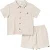 Modern Moments™ By Gerber Babies'  Resort Shirt And Shorts Set In Beige