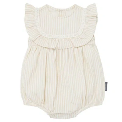 Modern Moments™ By Gerber Babies'  Ruffle Bubble Romper In Light Taupe Stripe