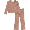 Modern Moments™ By Gerber Kids'  Ruffle Collar Top And Flare Pant Set In Brown