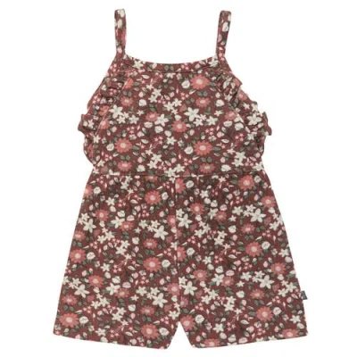 Modern Moments™ By Gerber Babies'  Ruffle Short Romper In Brown Star Floral