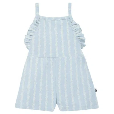 Modern Moments™ By Gerber Babies'  Ruffle Short Romper In Lt Blue Mini Flower Stripe