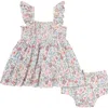 Modern Moments™ By Gerber Babies'  Ruffle Sleeve Dress And Diaper Cover Set In Ivory Garden