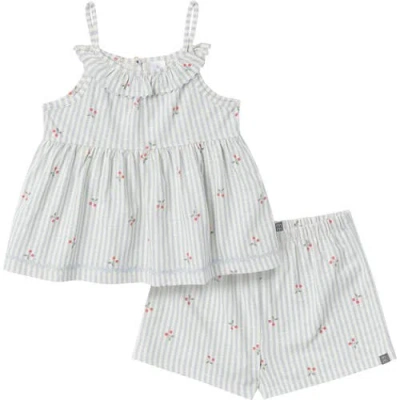 Modern Moments™ By Gerber Babies'  Ruffle Top And Shorts Set In Light Blue Cherry Stripes