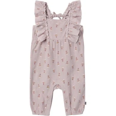Modern Moments™ By Gerber Babies'  Ruffles Long Romper In Light Lilac Stamp Fleur