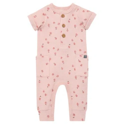 Modern Moments™ By Gerber Babies'  Short Sleeve Long Romper In Rose Tossed Daisy