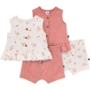 Modern Moments™ By Gerber Babies'  Sleeveless Peplum Tops And Shorts Set In Lt Rose Flower Bunches/rose