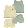 Modern Moments™ By Gerber Babies'  Sleeveless Shirt And Shorts Set In Dusty Yellow Cactus/md Green