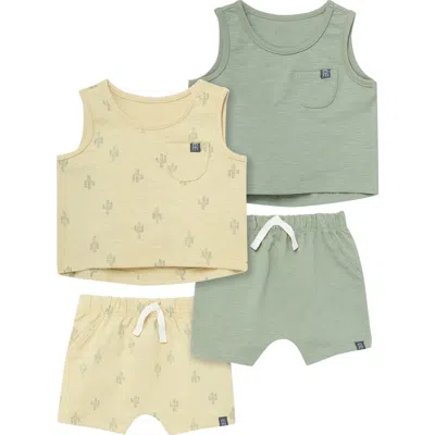 Modern Moments™ By Gerber Babies'  Sleeveless Shirt And Shorts Set In Dusty Yellow Cactus/md Green