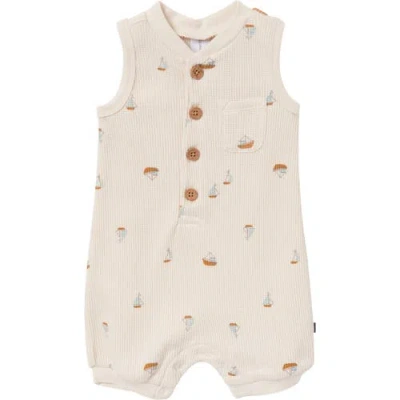 Modern Moments™ By Gerber Babies'  Sleeveless Short Romper In Beige Sailboat