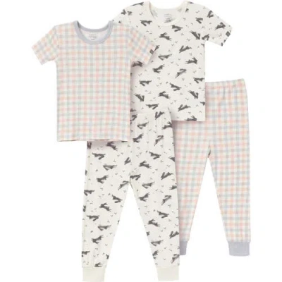 Modern Moments™ By Gerber Kids'  Tight Fitting Footless Pajamas, 4-piece Set In Neutral