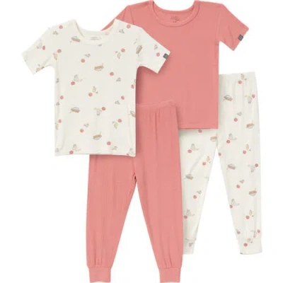 Modern Moments™ By Gerber Kids'  Tight Fitting Footless Pajamas, 4-piece Set In Pink