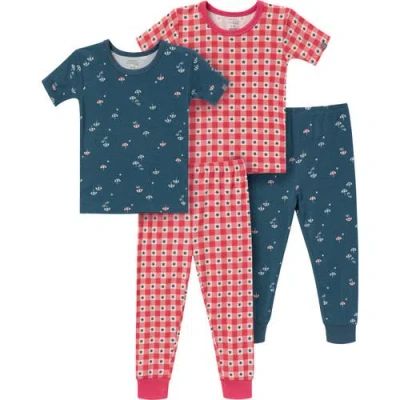 Modern Moments™ By Gerber Kids'  Tight Fitting Footless Pajamas, 4-piece Set In Red